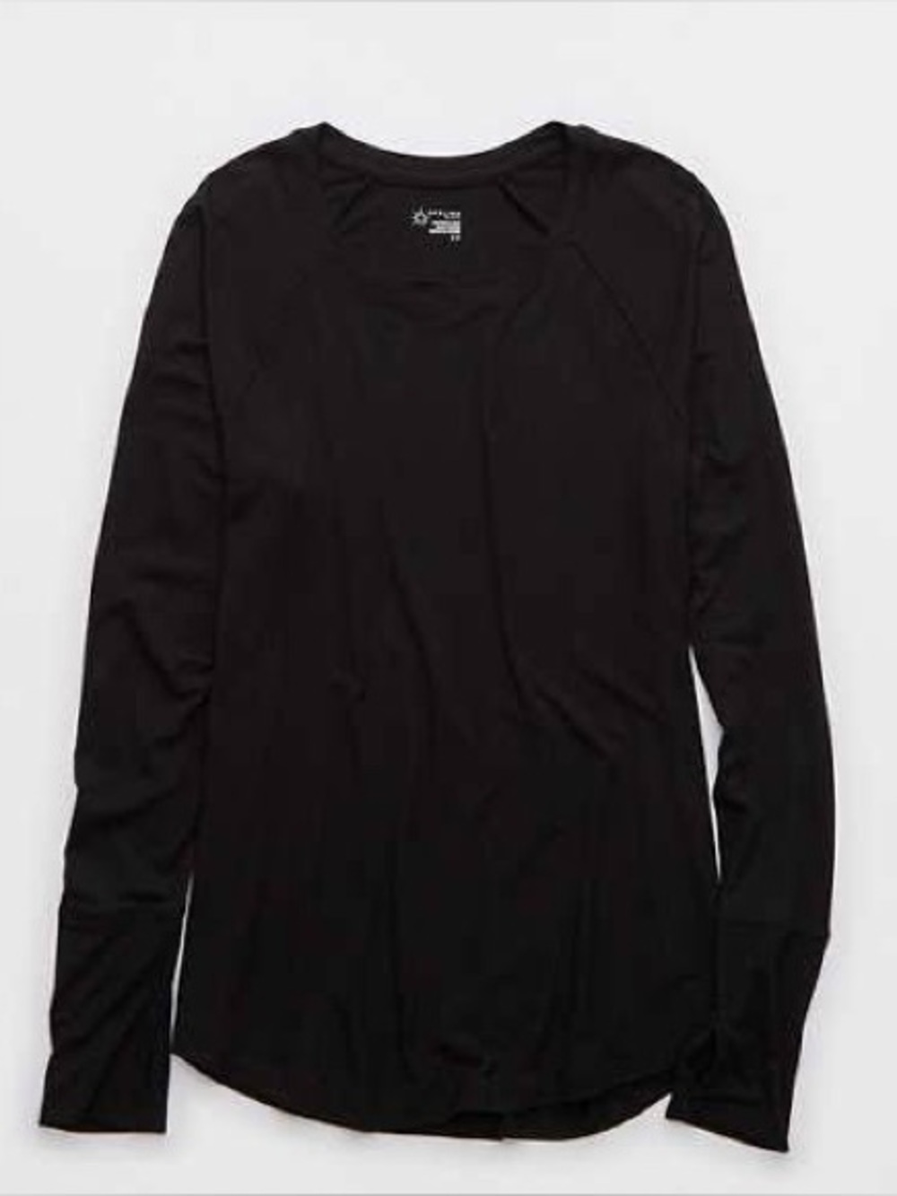 OFFLINE by Aerie Black Ribbed Raglan Long Sleeve Crewneck T-Shirt Top Size M